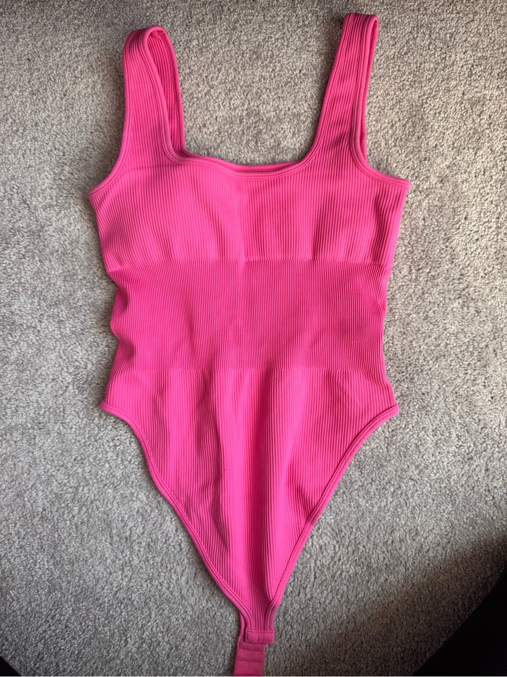 Ribbed Tank Bodysuit in Bright Pink